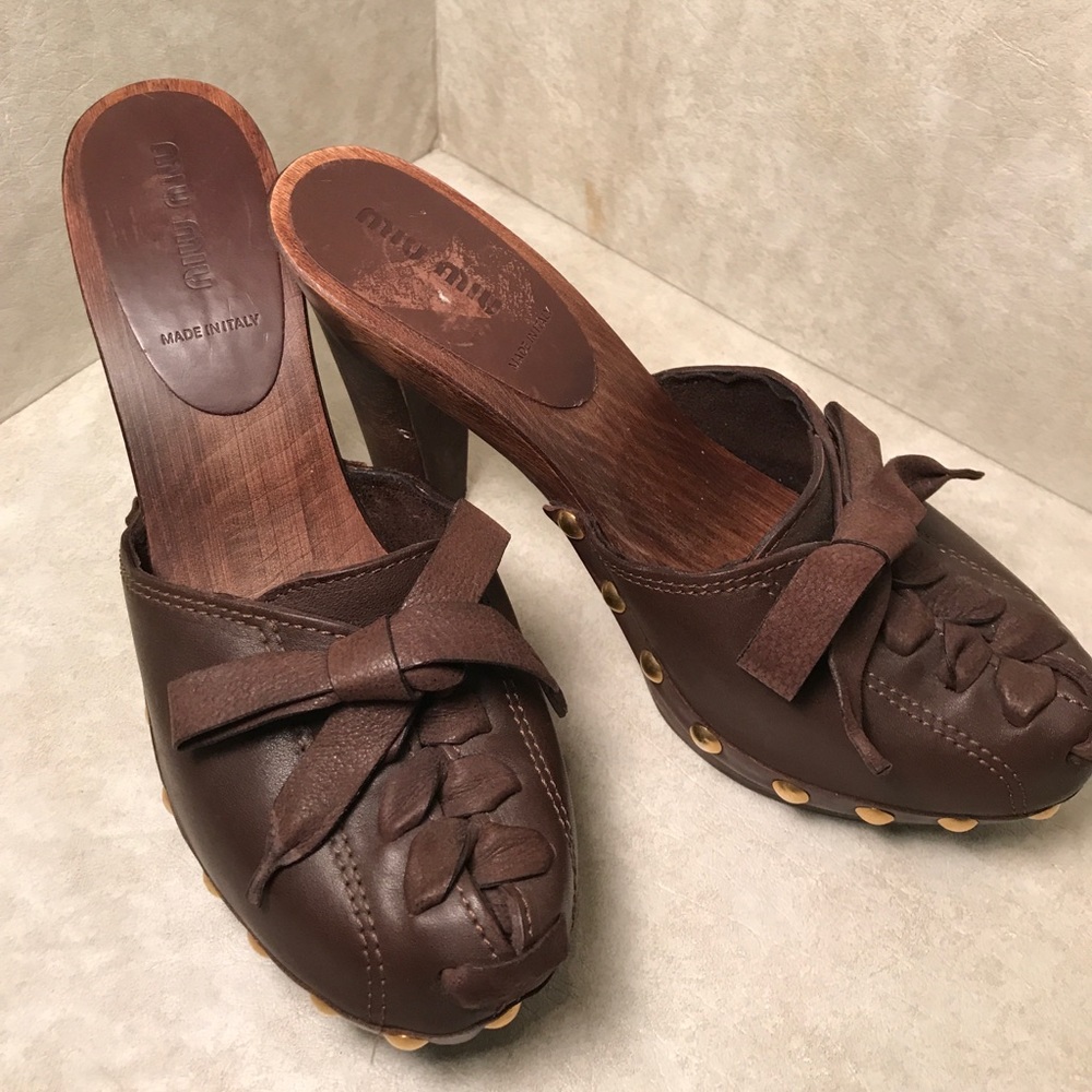 Miu Miu Leather Clogs